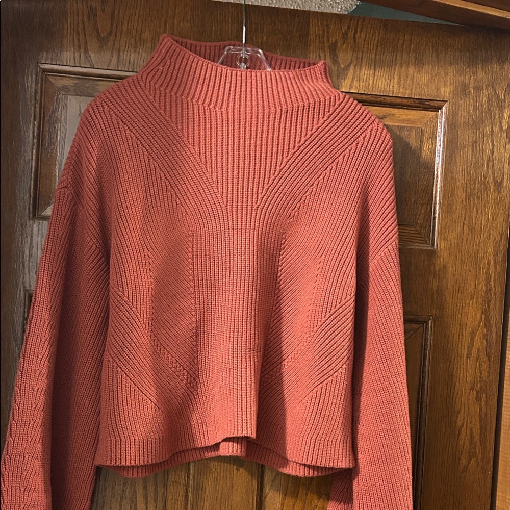 Anthropologie Women's Rust Cropped Sweater with Bell Sleeves